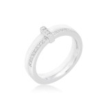 White Ceramic Sterling Silver Cubic Zirconia Ring